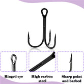 Natufish brand logo with 50-piece treble hooks kit